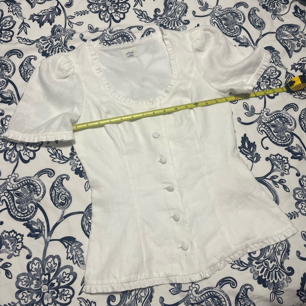 Aritzia Masquerade Linen new Organic linen scoopneck blouse Size 2XS - Picture 8 of 13